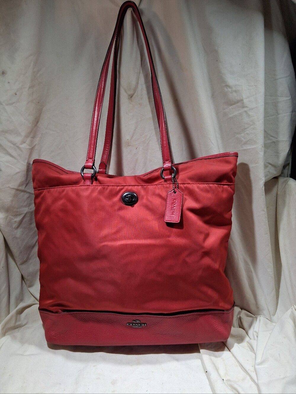 Coach nylon turnlock tote